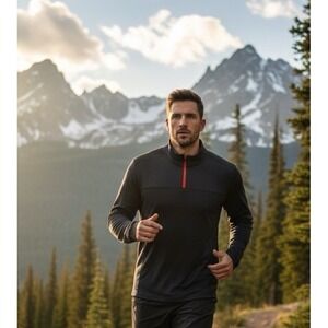 Spyder Active Black Quarter Zip Pullover XL Red Trim Base Layer Top